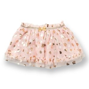 NWT Layered Rose Gold Tutu Shimmering Foil Heart Print Tolle Tutu Baby Skirt